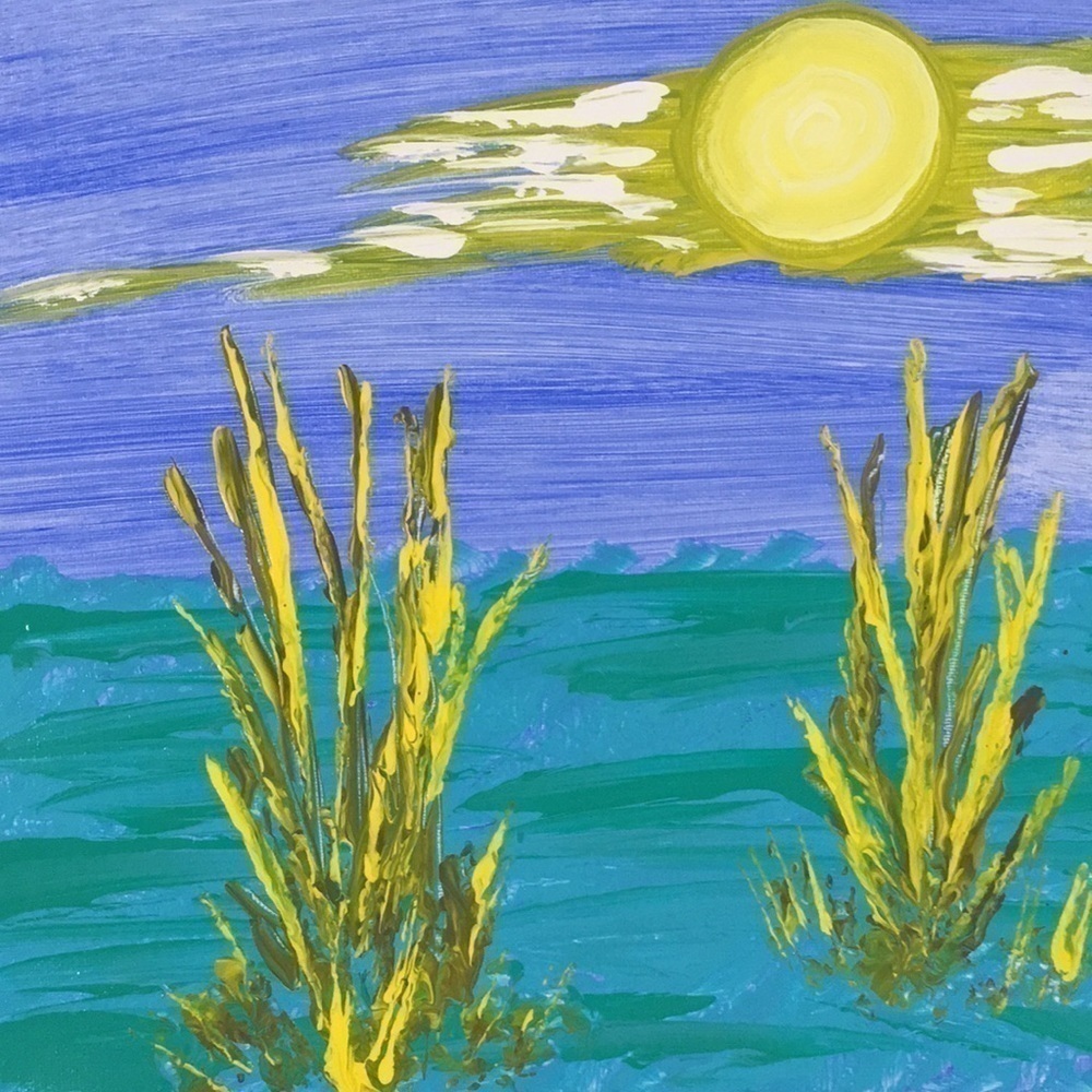 Original Acrylic Painting Sunny Lagoon Beach Art 12x12 - Picture 4 of 11